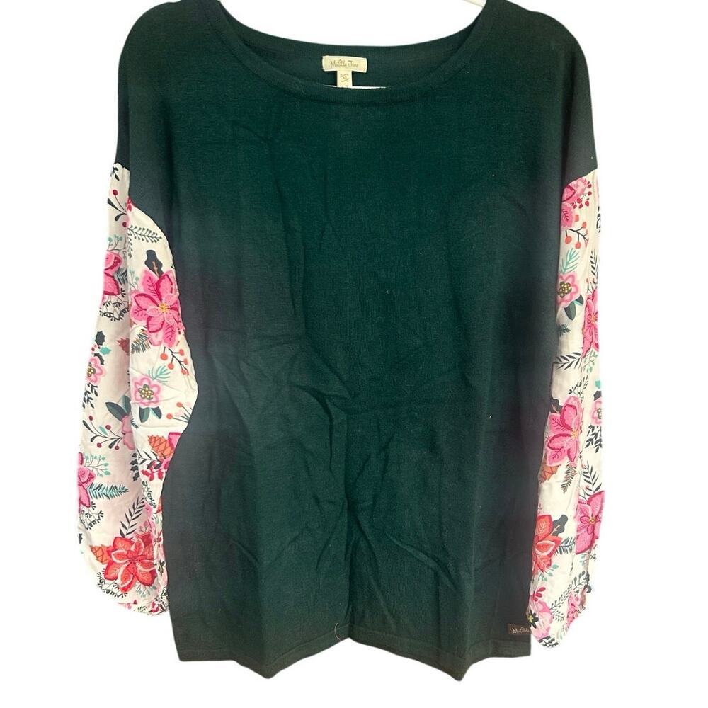 Matilda Jane Floral Balloon Sleeve Knit Top Women's Medium Boho Cottagecore
